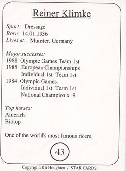 1995 Star Cards Riders of the World #43 Reiner Klimke Back